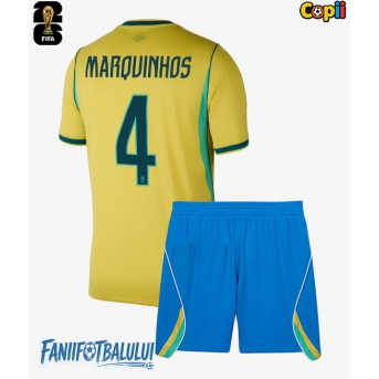 Brazilia Marquinhos #4 Echipament de Fotbal Replică Mondial 2026 Copii Acasa (+ Șorturi)